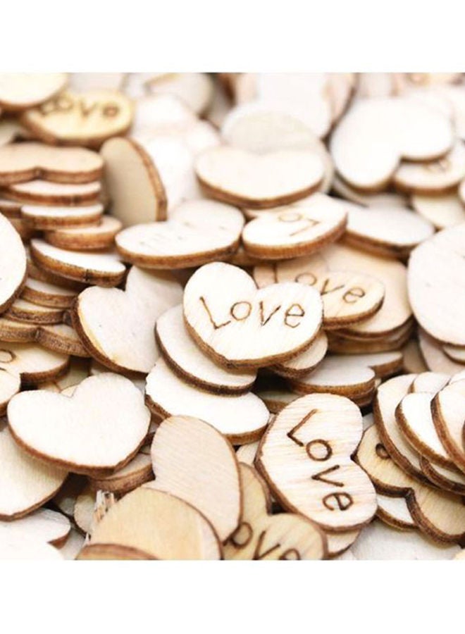 100-Piece Mini Wooden Love Heart Wedding Table Scatter 15x12cm
