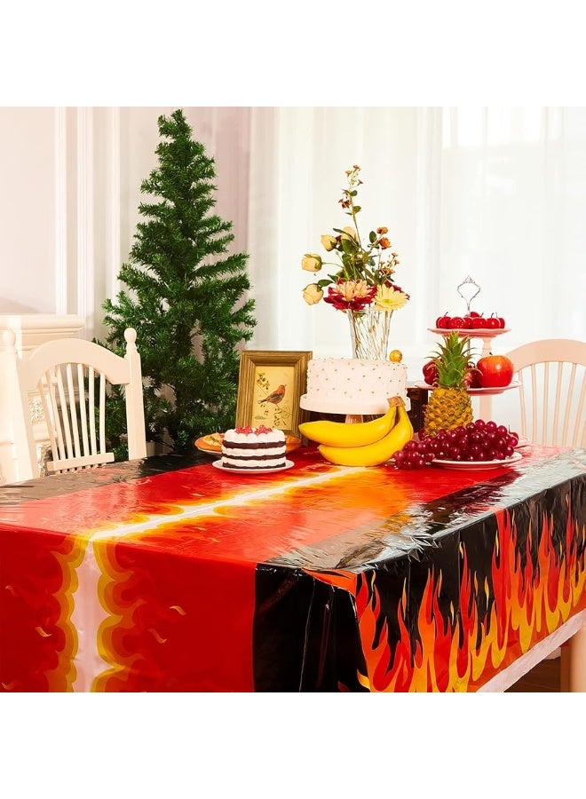 Fire Heroes Table Cloth Firefighter Themed Birthday Party Supplies Plastic Firefighter Table Cover Flame Theme Firefighter Tablecloth for Party School Activity(3 Pieces)