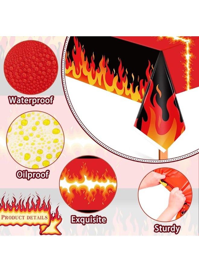 Fire Heroes Table Cloth Firefighter Themed Birthday Party Supplies Plastic Firefighter Table Cover Flame Theme Firefighter Tablecloth for Party School Activity(3 Pieces)