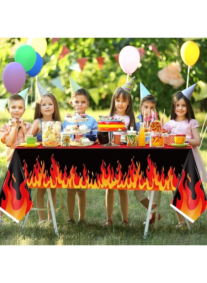 Fire Heroes Table Cloth Firefighter Themed Birthday Party Supplies Plastic Firefighter Table Cover Flame Theme Firefighter Tablecloth for Party School Activity(3 Pieces)