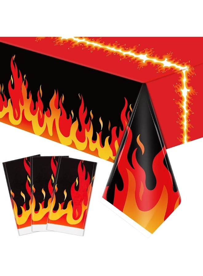 Fire Heroes Table Cloth Firefighter Themed Birthday Party Supplies Plastic Firefighter Table Cover Flame Theme Firefighter Tablecloth for Party School Activity(3 Pieces)