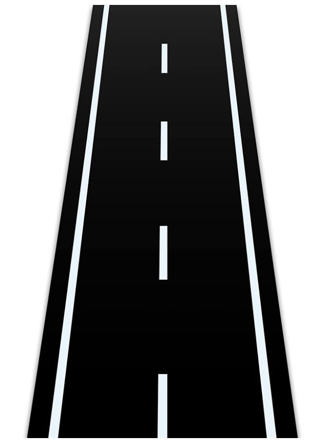 Racetrack Floor Running Black Racer Party Decoration Mat Road Table Runner Long Racetrack Tablecloth Drag for Party (Simple Style,16 ft x 2 ft)