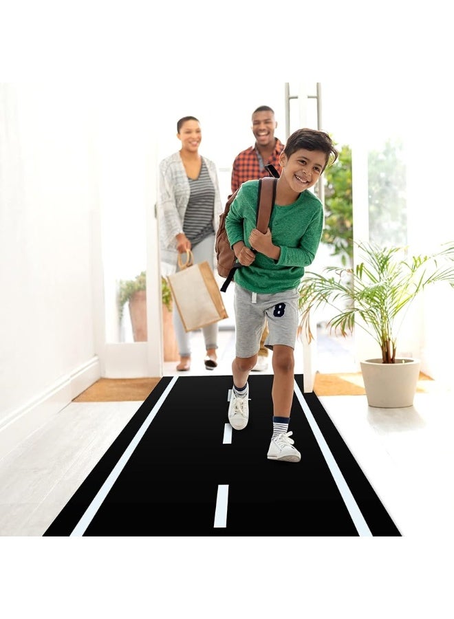 Racetrack Floor Running Black Racer Party Decoration Mat Road Table Runner Long Racetrack Tablecloth Drag for Party (Simple Style,16 ft x 2 ft)