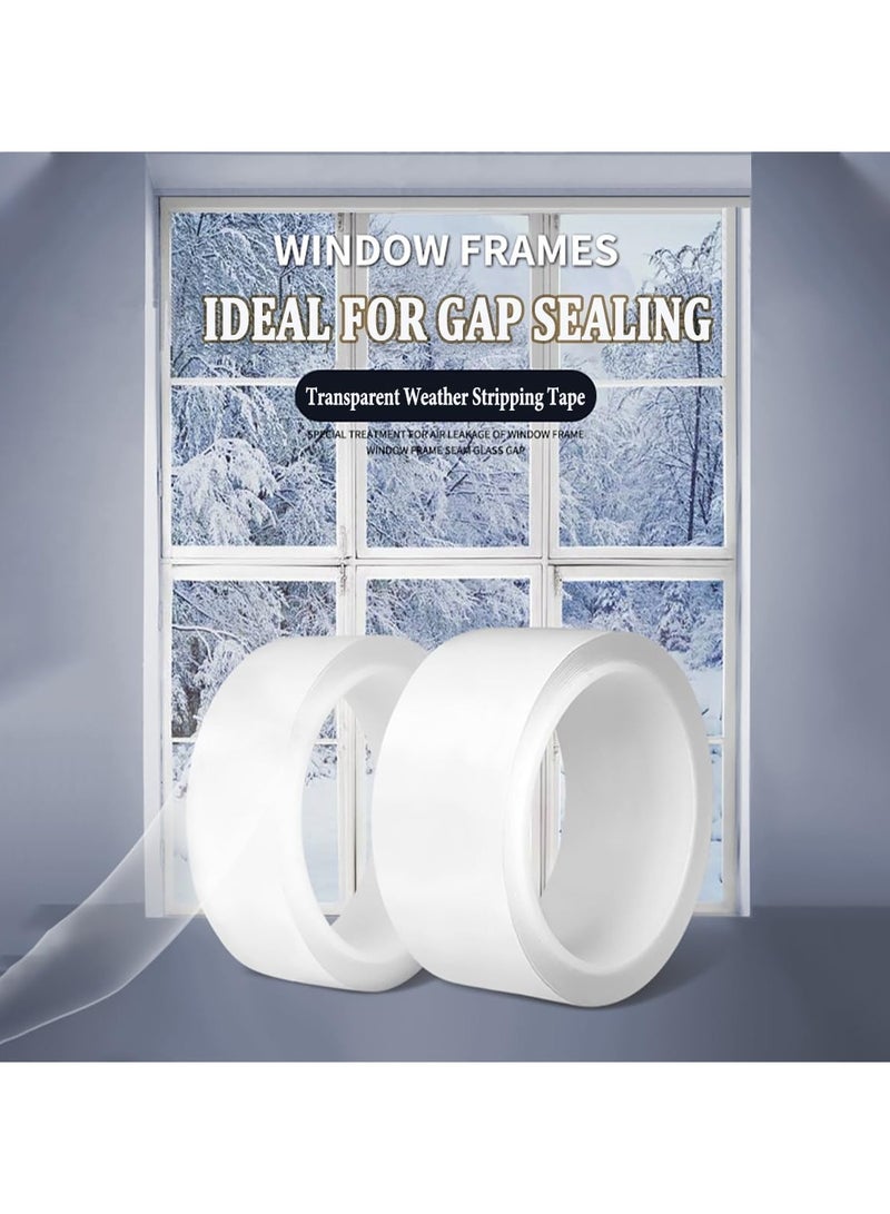 Transparent Window Weather Sealing Tape, Clear Window Draft Isolation Sealing Film Tape for Door Draft Stopper Adhesive Tape, Doors Windows and Shower Glass Gaps(100cn*5cm)