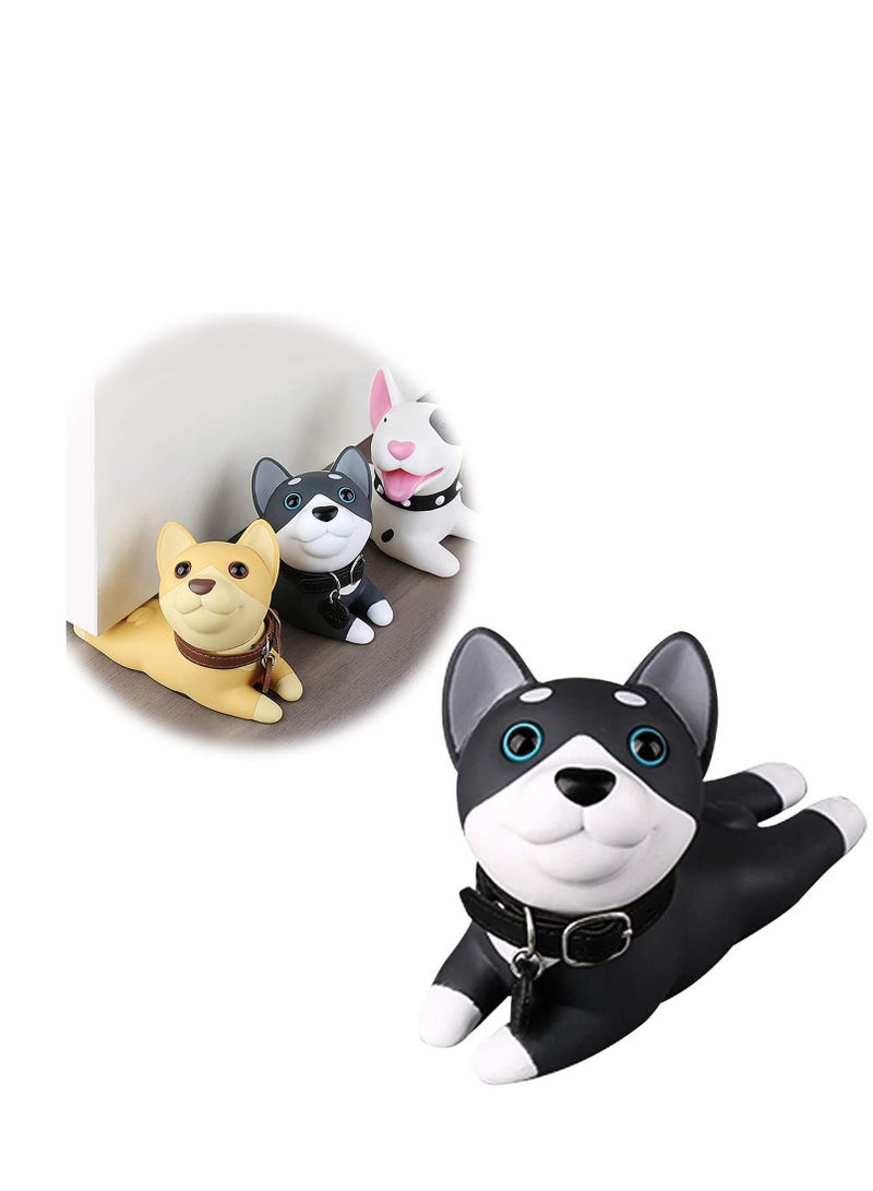 Decorative Door Stopper Cute Dog Door Stopper Door Stop Silicone Door Stops Cute Style Door Wedge for Home and Office Black and White, Prevent Accidental Locks In the Room