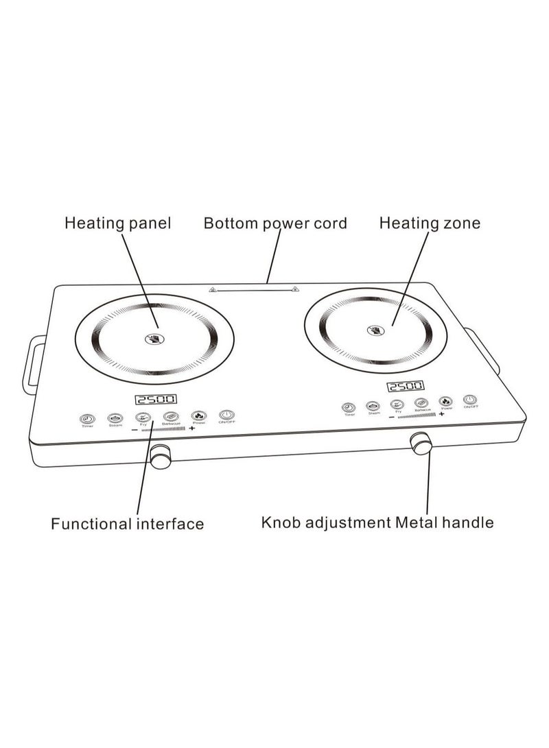 Dual Head Electric Ceramic Stove 3500W Intelligent Timed Heating Aluminium Iron Ceremic Cookware Dual Stove