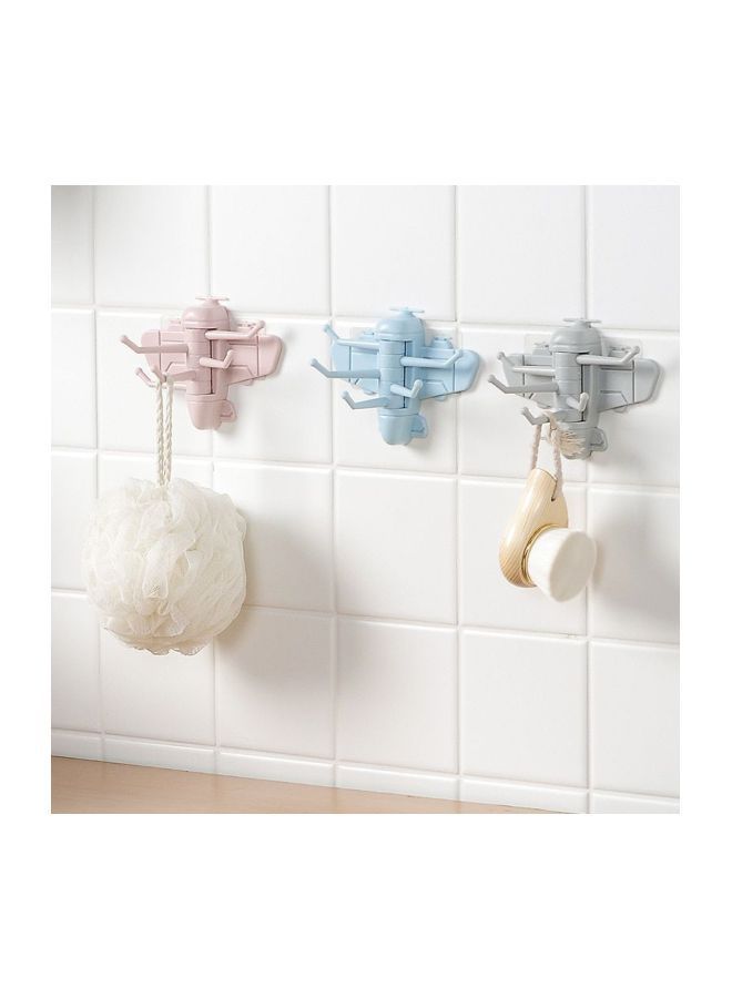 3-Piece Qiangtie Powerful Adhesive Wall Hook Blue/Grey/Pink One Size