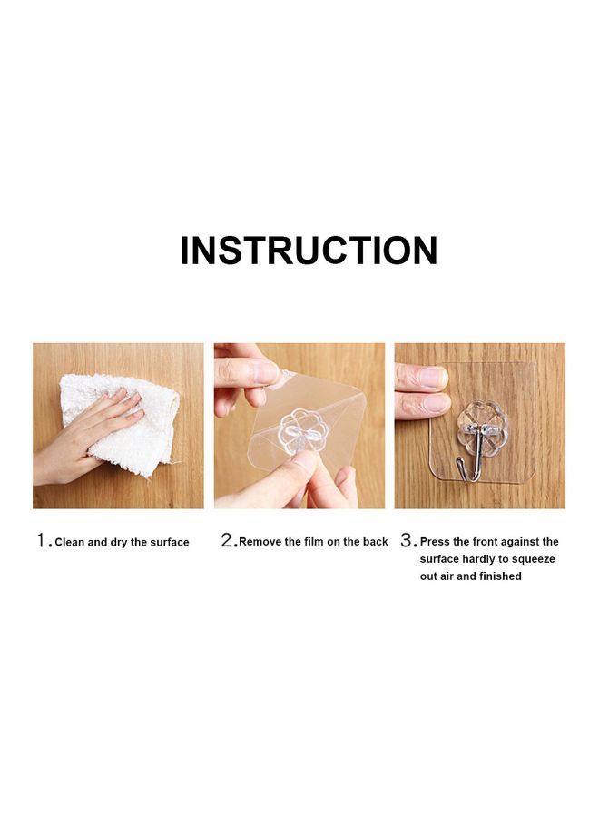 10-Piece Sticky Hook Set Clear 10.00x2.00x6.00centimeter