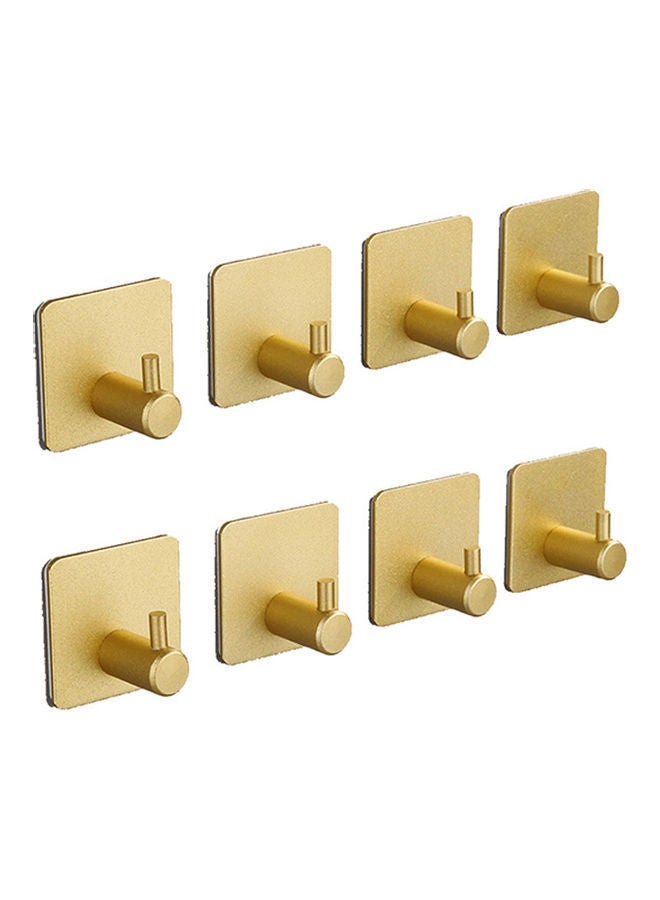 8-Piece Adhesive Towel Hooks Gold 4.5x4.5cm
