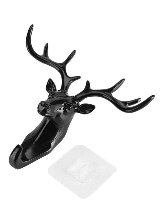 Qiangtie Deer Head Wall And Door Hook Black 18.5x17centimeter