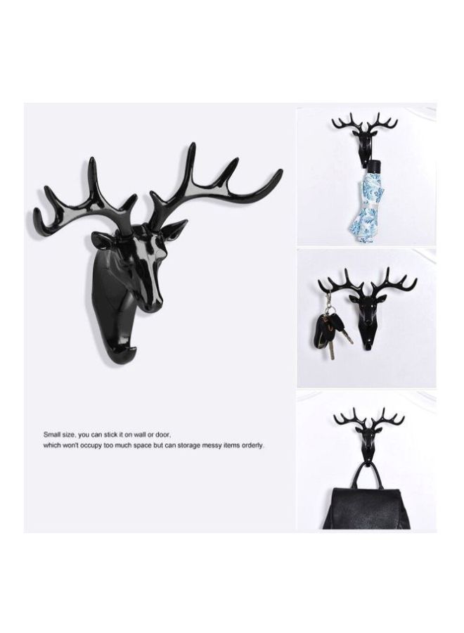 Qiangtie Deer Head Wall And Door Hook Black 18.5x17centimeter