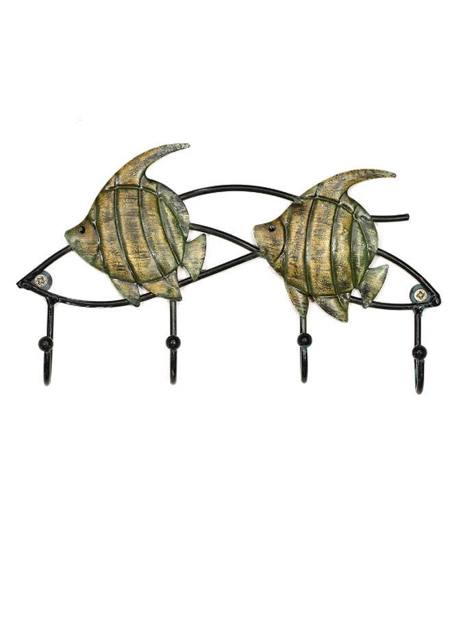 Wall Hanging Fish Style Hook Black/Green 25 x 5centimeter
