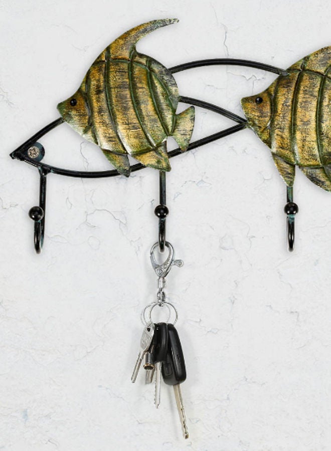 Wall Hanging Fish Style Hook Black/Green 25 x 5centimeter