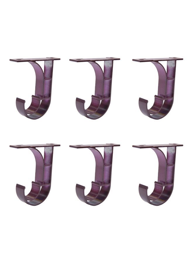 6-Piece Ceiling Curtain Bracket Hook Set Dark Purple 8.1x6cm