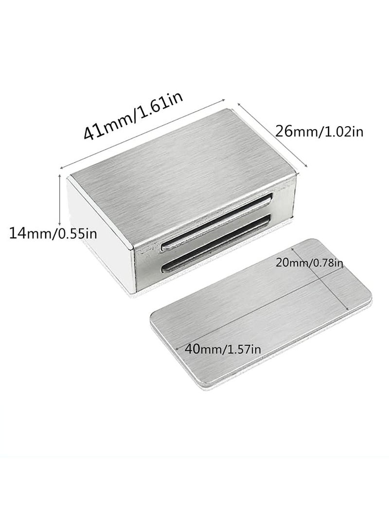 Strong Adhesive Magnetic Cabinet Catch, 4 Pack Stainless Steel Door Latch for Kitchen Cupboard, Closet & Magnetic Closure