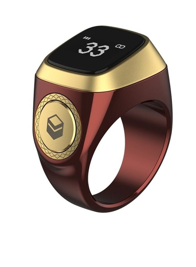 Zikr 1 Lite Smart Ring 18mm for Muslims Tally Tasbeeh Counter with Vibration Reminder Brown