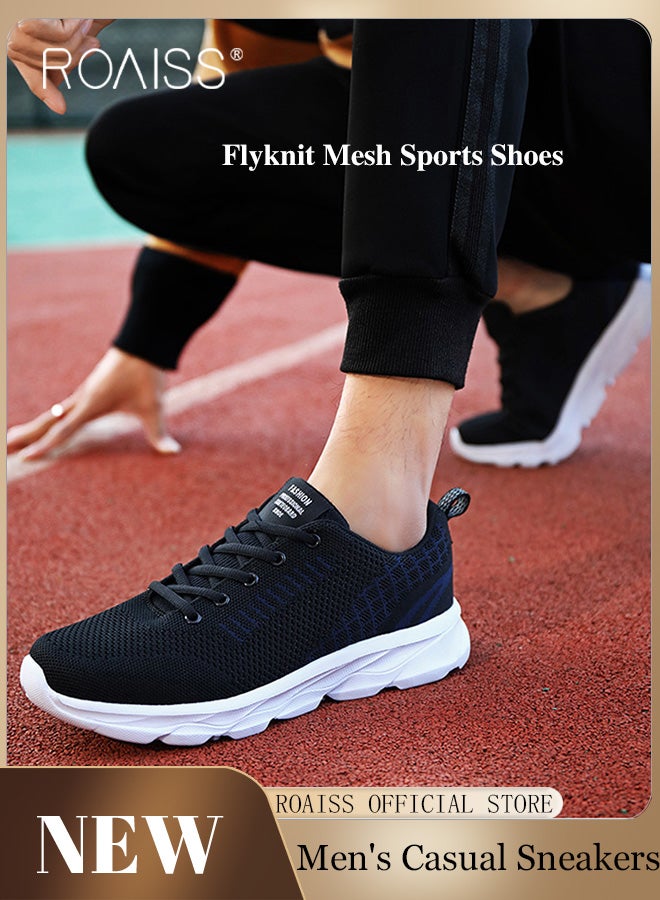 Breathable Mesh Lace Up Sports Shoes for Men Sporty Outdoor Running Sneakers Mens Comfortable and Anti Slip Casual Footwear Ultra Lightweight Low Top Flats