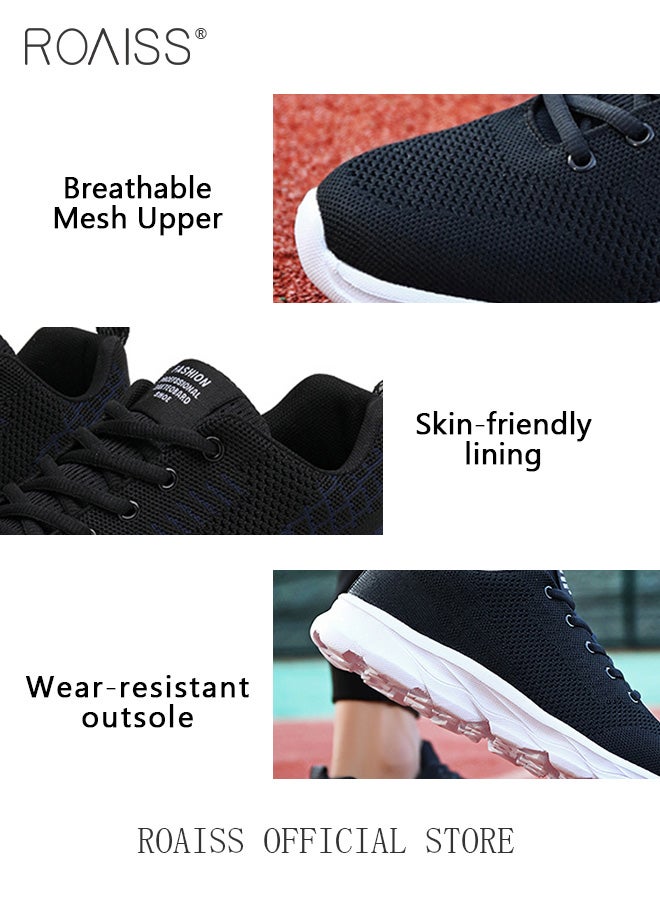 Breathable Mesh Lace Up Sports Shoes for Men Sporty Outdoor Running Sneakers Mens Comfortable and Anti Slip Casual Footwear Ultra Lightweight Low Top Flats