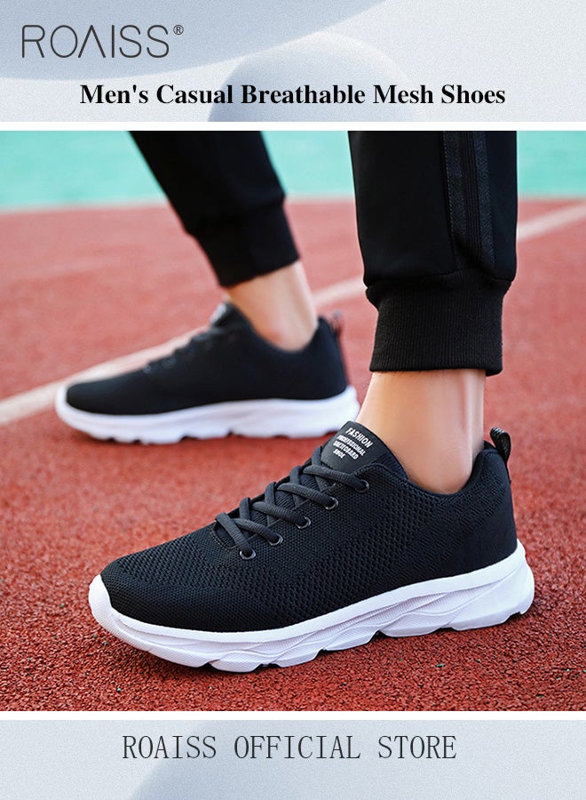 Breathable Mesh Lace Up Sports Shoes for Men Sporty Outdoor Running Sneakers Mens Comfortable and Anti Slip Casual Footwear Ultra Lightweight Low Top Flats