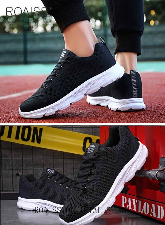 Breathable Mesh Lace Up Sports Shoes for Men Sporty Outdoor Running Sneakers Mens Comfortable and Anti Slip Casual Footwear Ultra Lightweight Low Top Flats