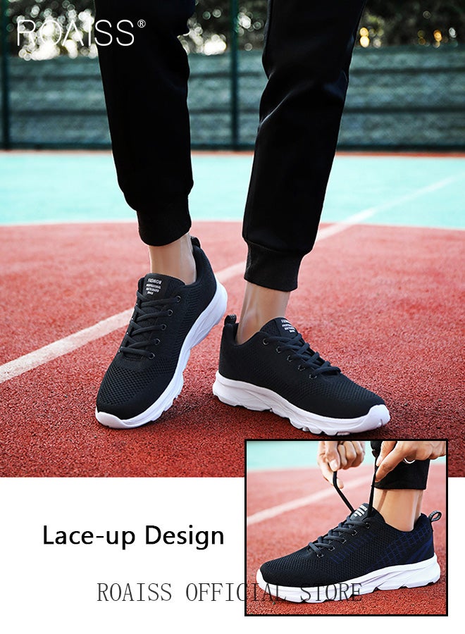 Breathable Mesh Lace Up Sports Shoes for Men Sporty Outdoor Running Sneakers Mens Comfortable and Anti Slip Casual Footwear Ultra Lightweight Low Top Flats