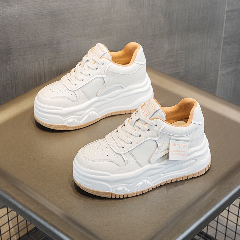 2024 Chunky Platform Sneakers Womens Casual Shoes Rice apricot