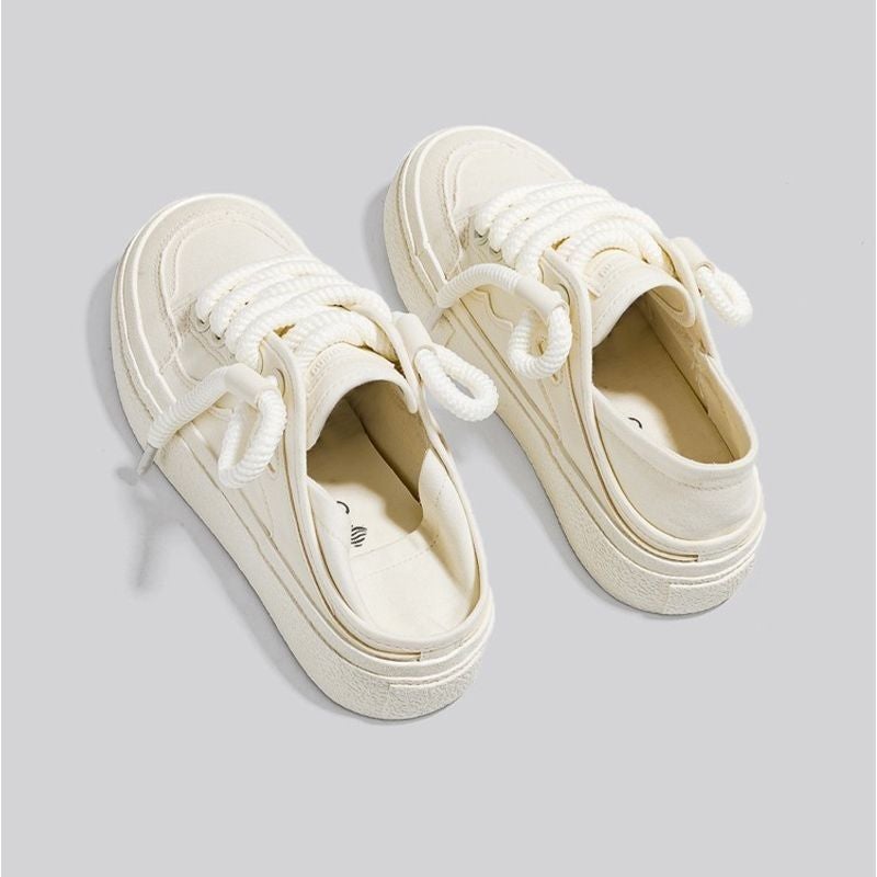 2024 White Canvas Shoes Women Thick Sole Platform SneakersC05 creamy-white C05 creamy-white