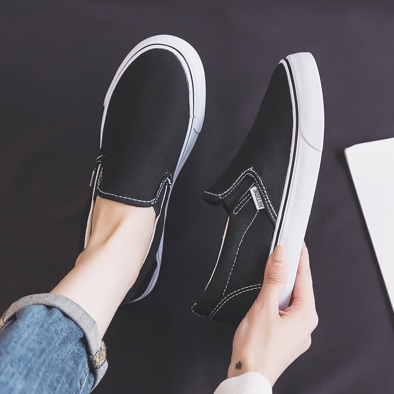 Spring 2024 student canvas shoes slip-on sneaker FUBU womens shoes chessboard plaid sneakers flat shoes casual shoesBlack Black