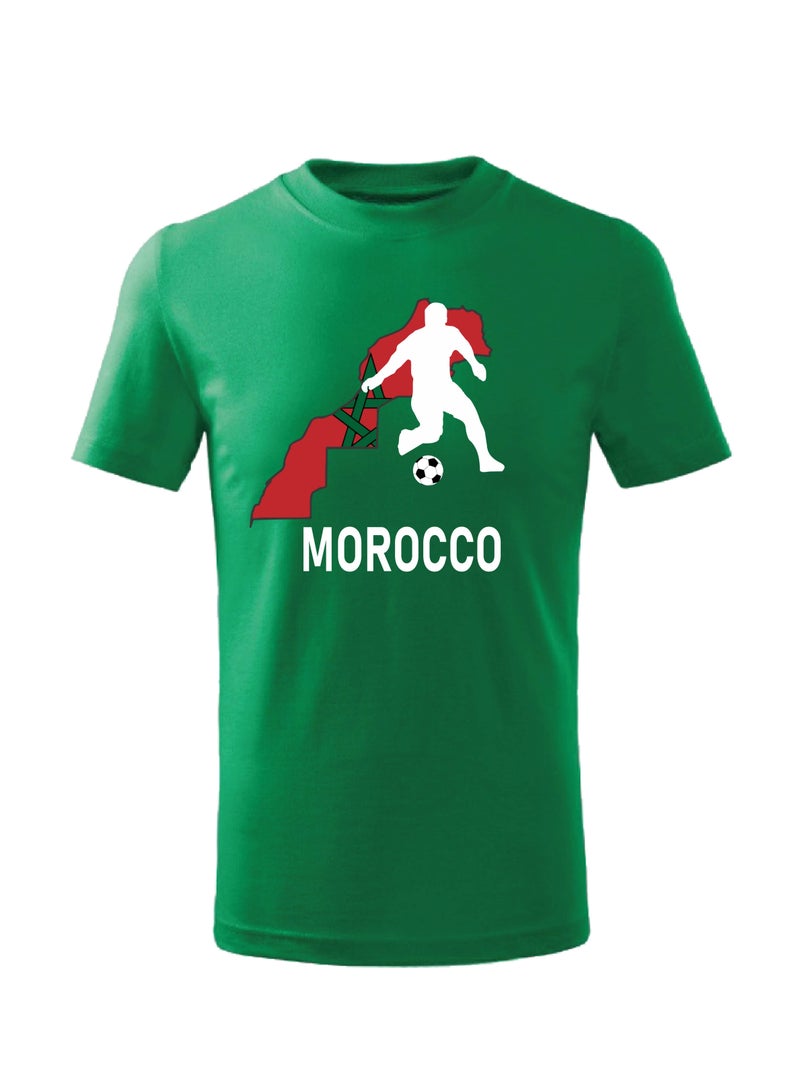 Morocco Football Team World Fans printed T shirts Supporting The Team Football Team Jersey T shirts For Men | Women | Kids to win the cup (Green)