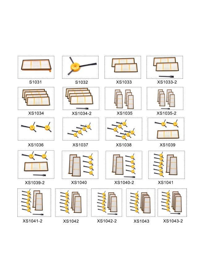 10-Piece Replacement Side Brushes And Filters Set H24301-19 White/Black/Yellow