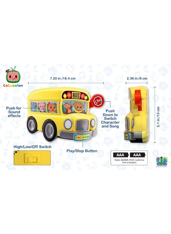 Cocomelon Musical Bus for Kids - Yellow School Bus with Built-in Cocomelon Songs and Sound Effects Fun Musical Cocomelon Toy for Cocomelon Merchandise Fans Bus Toy for Toddlers with Flashing Light