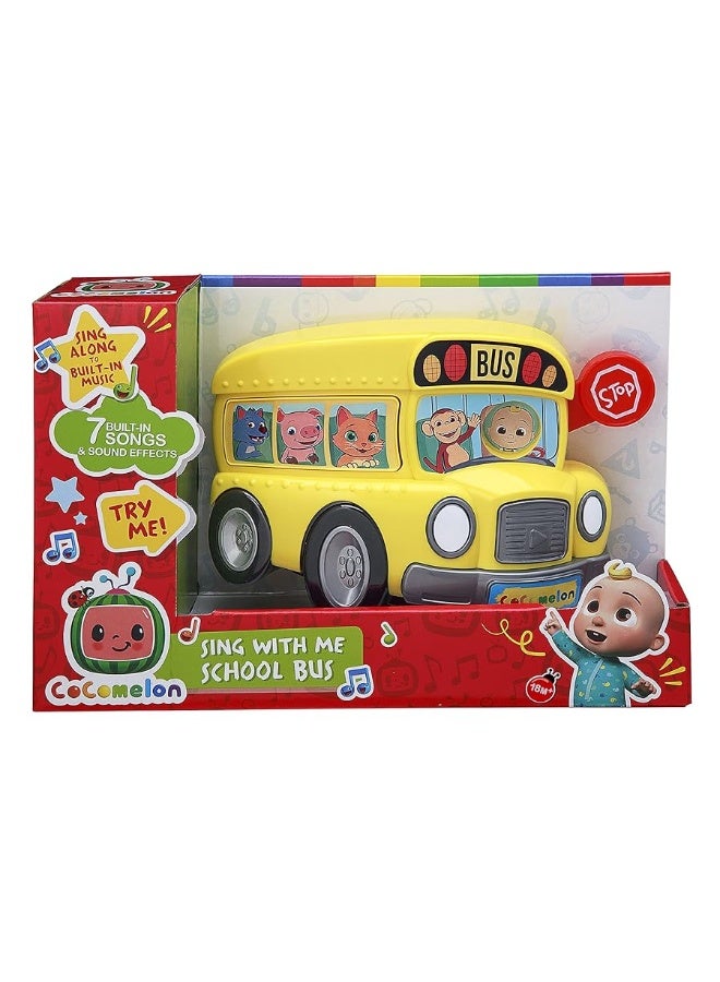 Cocomelon Musical Bus for Kids - Yellow School Bus with Built-in Cocomelon Songs and Sound Effects Fun Musical Cocomelon Toy for Cocomelon Merchandise Fans Bus Toy for Toddlers with Flashing Light