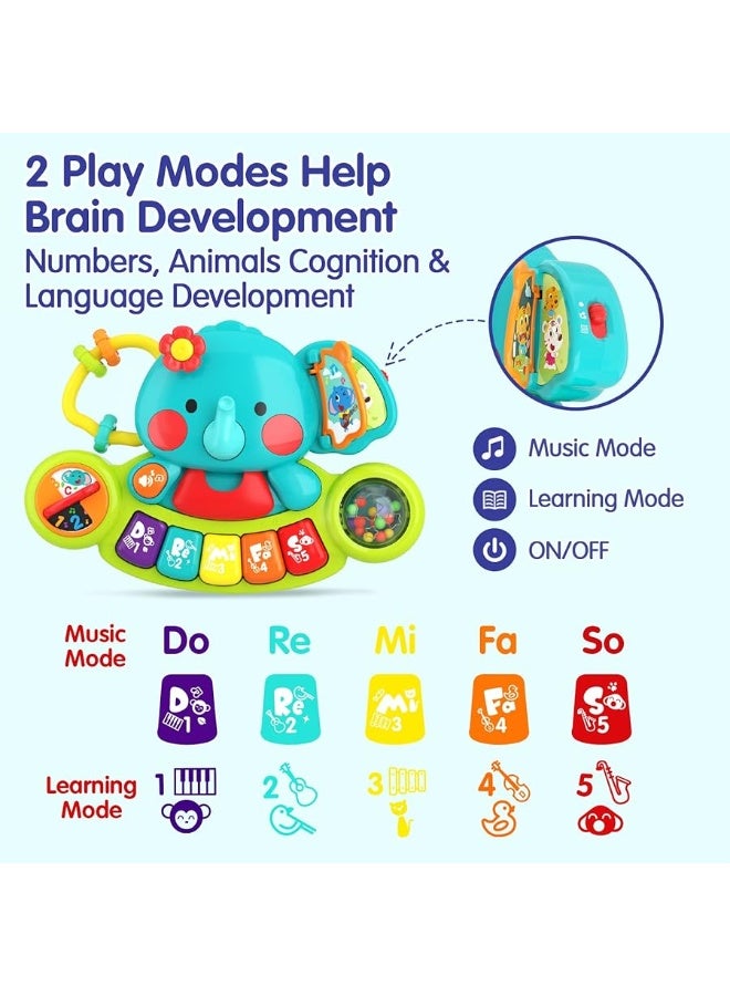 HOLA Baby Toys 6 to 12 Months Old Baby Piano Toys Infant Toys Elephant Light Up Music 9 Month Old Baby Toys 12-18 Months, Learning Birthday Gifts Toys for 1 Year Old Girl Boy