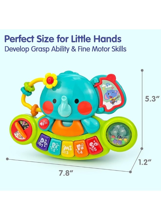 HOLA Baby Toys 6 to 12 Months Old Baby Piano Toys Infant Toys Elephant Light Up Music 9 Month Old Baby Toys 12-18 Months, Learning Birthday Gifts Toys for 1 Year Old Girl Boy