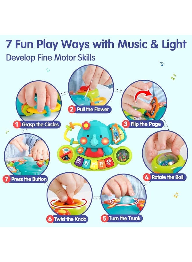 HOLA Baby Toys 6 to 12 Months Old Baby Piano Toys Infant Toys Elephant Light Up Music 9 Month Old Baby Toys 12-18 Months, Learning Birthday Gifts Toys for 1 Year Old Girl Boy