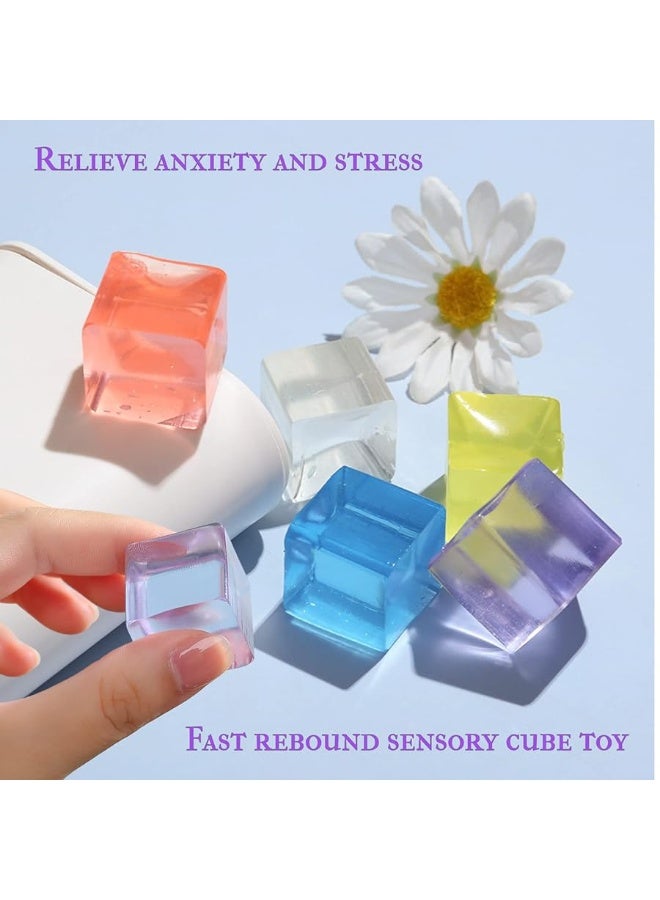 12Pcs Ice Cube Stress Balls - Party Favors Gifts for Kids Adults, Funny Fidget Stress Ball, Squeezy Sensory Cubes, Soft Squishies Anxiety Toys for Kids and Adults with ADHD and Autism