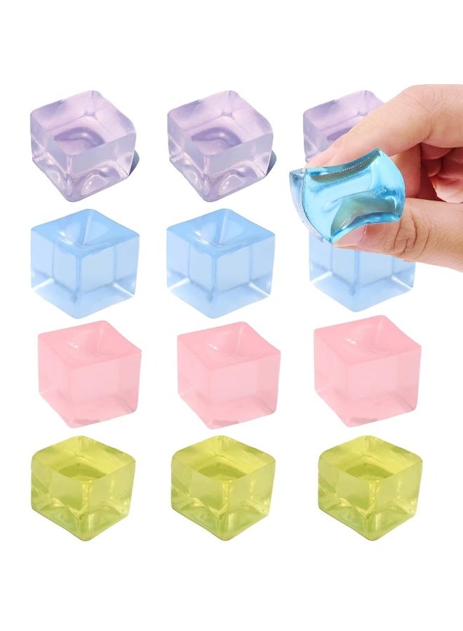 12Pcs Ice Cube Stress Balls - Party Favors Gifts for Kids Adults, Funny Fidget Stress Ball, Squeezy Sensory Cubes, Soft Squishies Anxiety Toys for Kids and Adults with ADHD and Autism