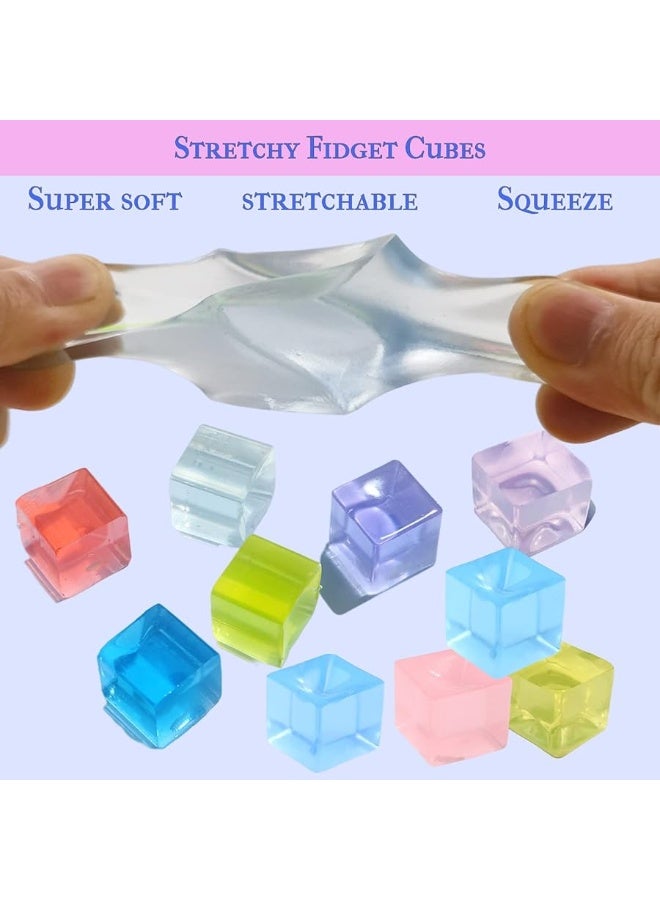 12Pcs Ice Cube Stress Balls - Party Favors Gifts for Kids Adults, Funny Fidget Stress Ball, Squeezy Sensory Cubes, Soft Squishies Anxiety Toys for Kids and Adults with ADHD and Autism