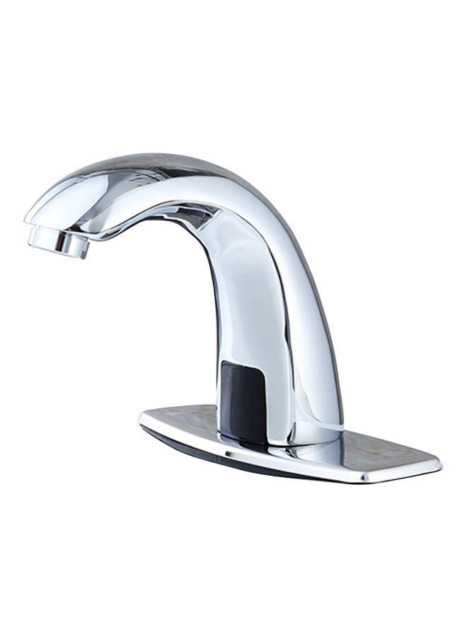 Automatic Sensor Touchless Hands Free Bathroom Sink Faucet with Hole Cover Plate Silver 29.50 x 14.50 21.50cm