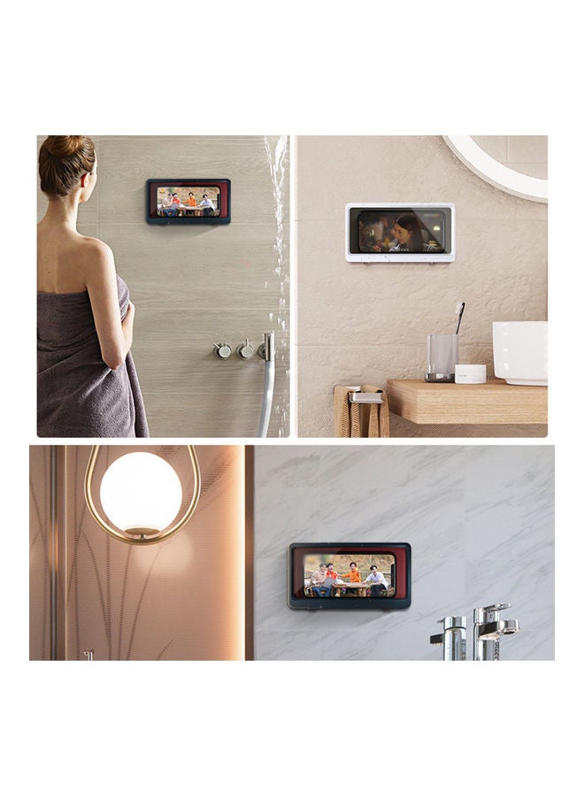 Waterproof Wall-Mounted Touch Screen Self Adhesive Anti-Fog Phone Holder Blue 20.00 x 3.00 11.00cm