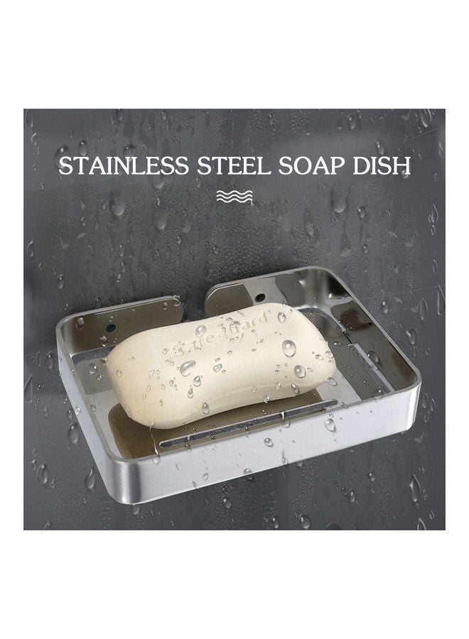 Stainless Steel Soap Dish Silver 13.3x9.5x2.3cm