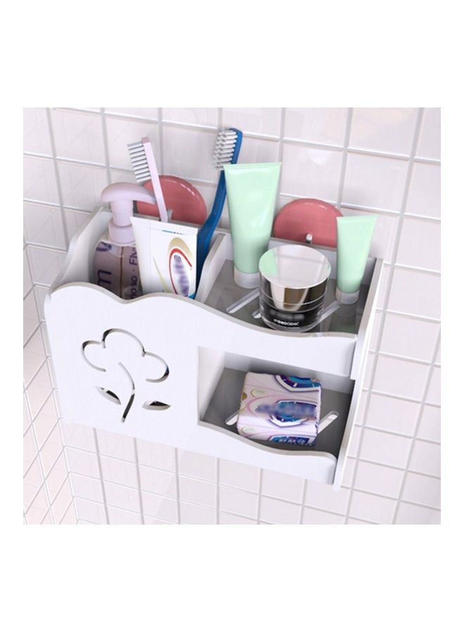 3-Compartment Wall Mounted Bathroom Storage Rack White 8 x 5cm