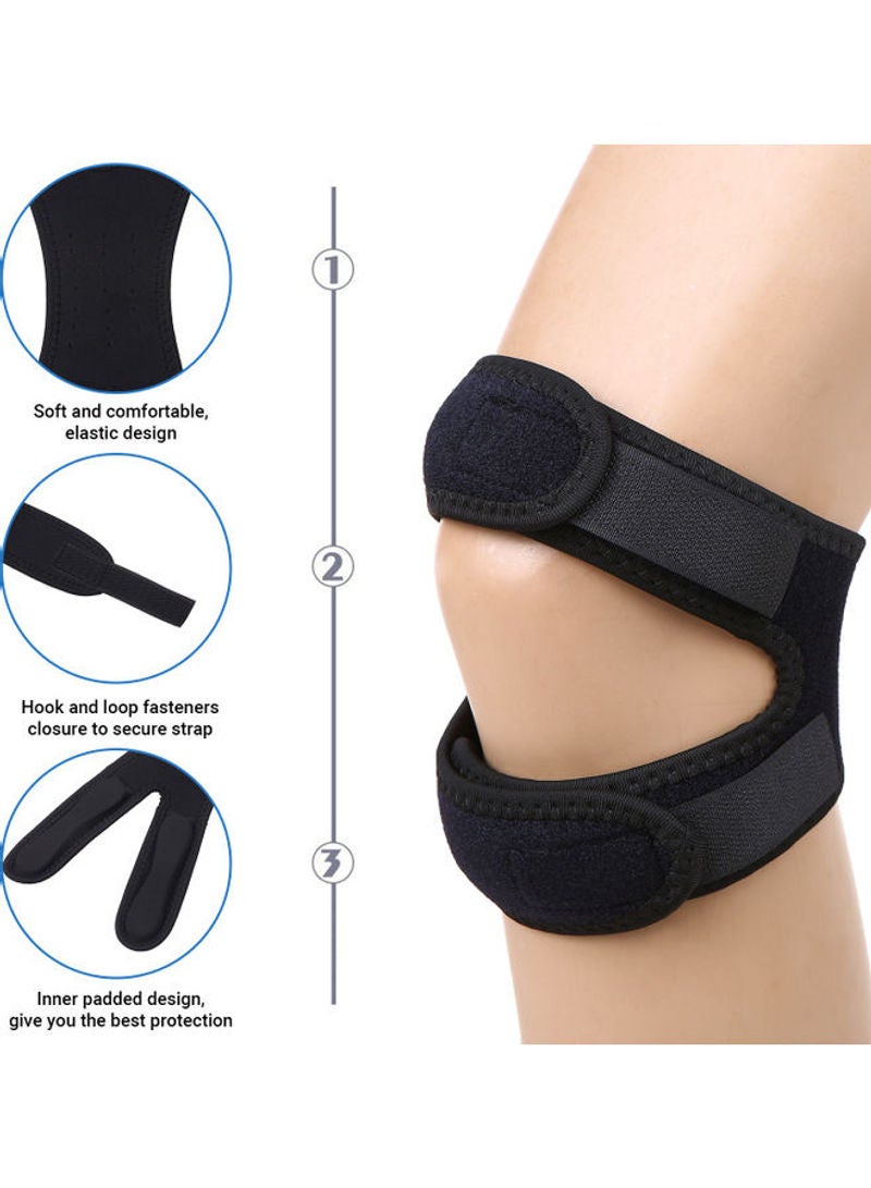2 Pack Patella Knee Strap Adjustable Pain Relief Patellar Tendon Support for Basketball Running Jumpers Black 16cm