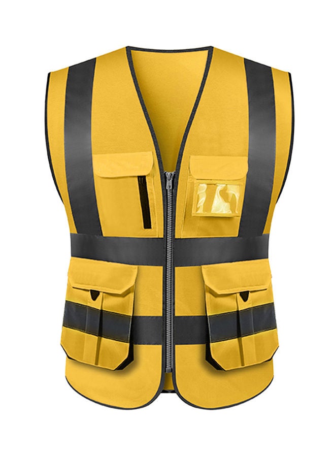 High Visibility Reflective Safety Work Vest With Multiple Pockets Gold 0.27kg