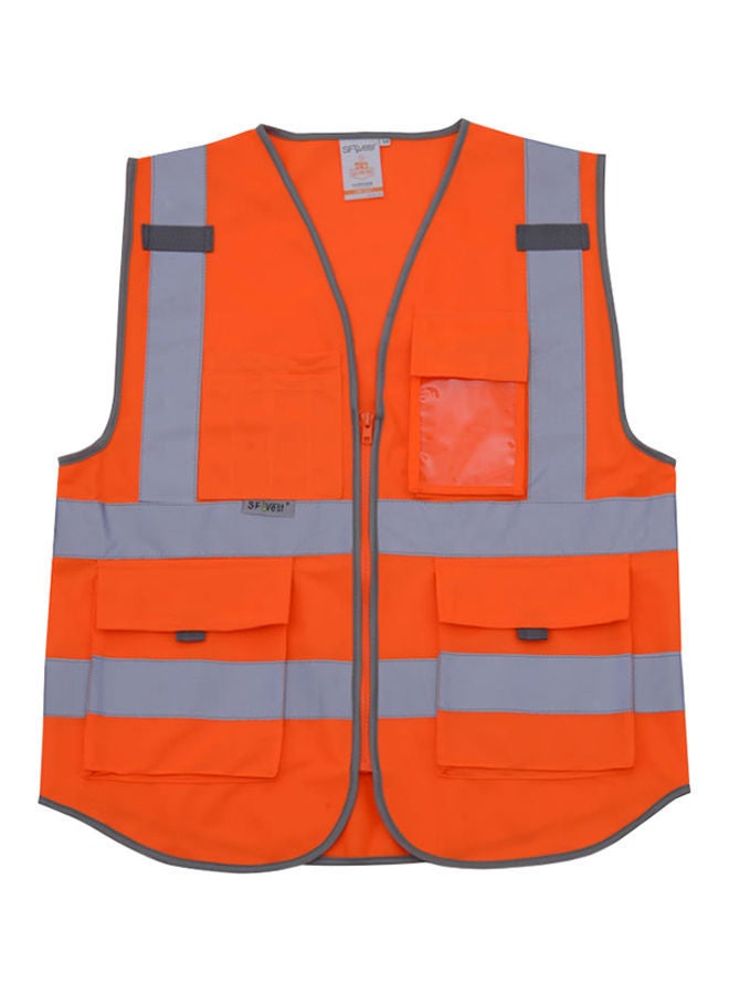 High Visibility Reflective Safety Work Vest With Multiple Pockets Orange 0.26kg