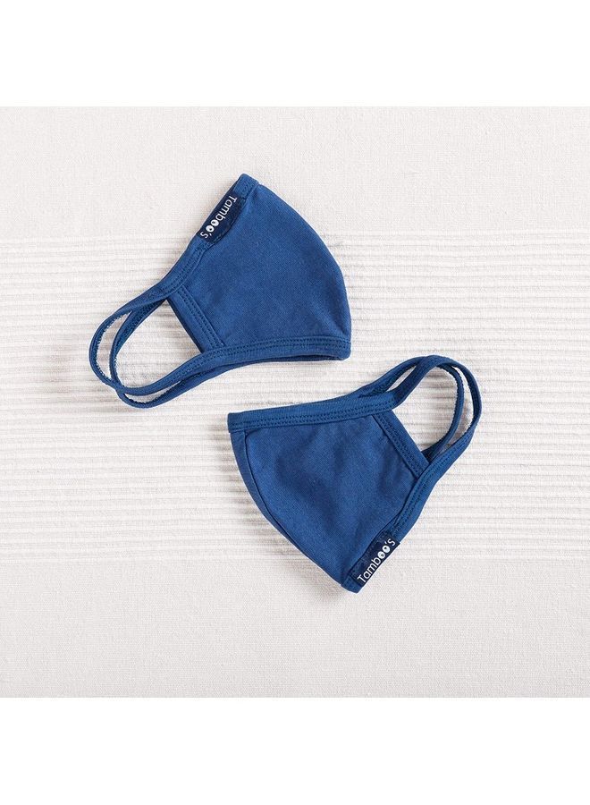 2-Piece Eco Friendly Reusable Washable Soft Child Face Masks Deep Blue 26x10.5cm