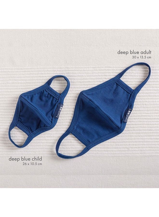 2-Piece Eco Friendly Reusable Washable Soft Child Face Masks Deep Blue 26x10.5cm