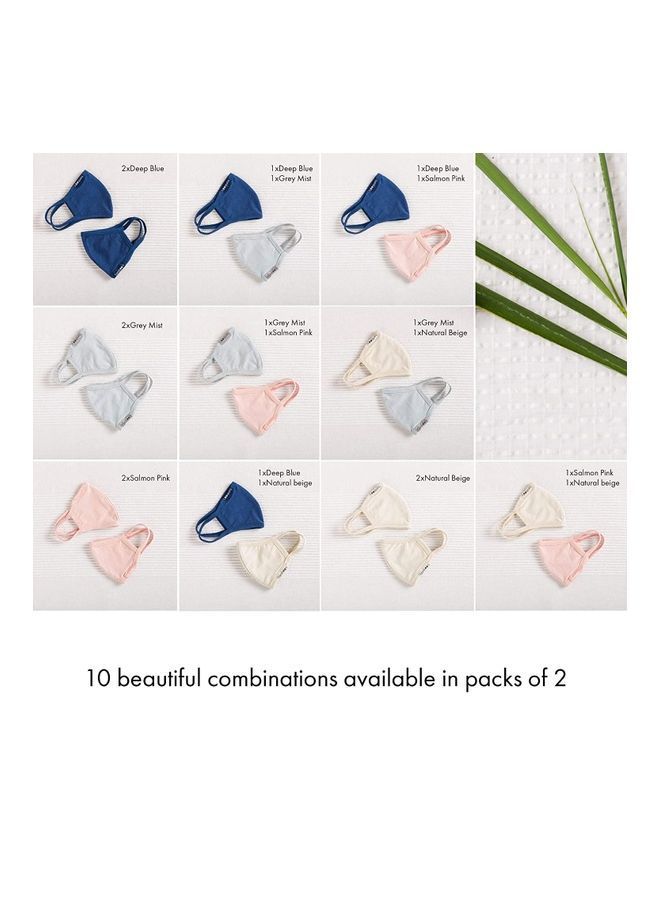 2-Piece Eco Friendly Reusable Washable Soft Child Face Masks Deep Blue 26x10.5cm