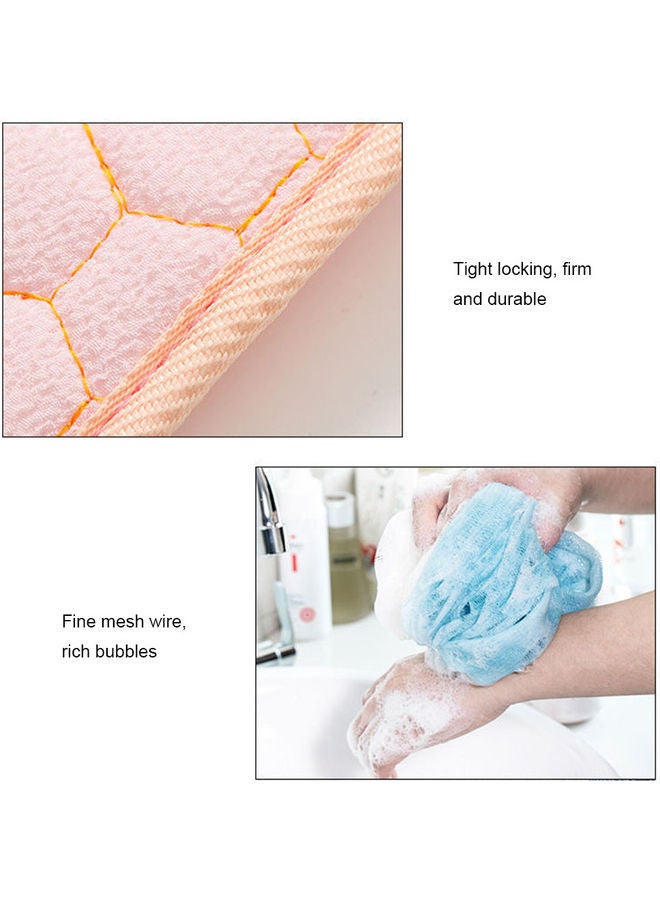 Silicone Body Shower Brush Belt Foaming Bath Ball Extended Back Scrubber Handle Cleaning and Exfoliating Pad Set With Massage Points Pink