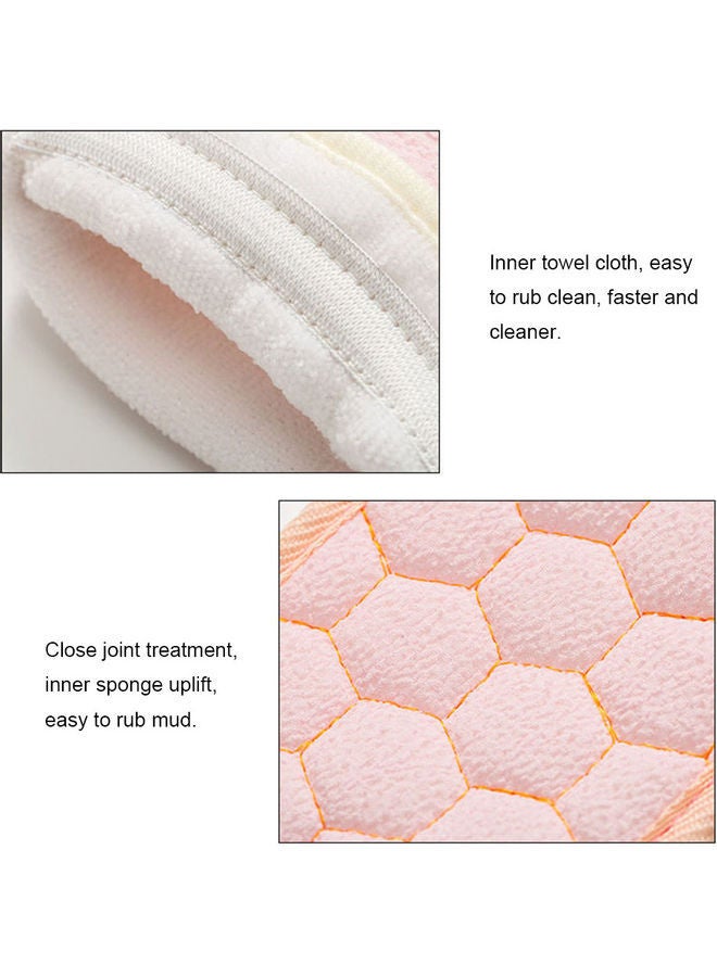 Silicone Body Shower Brush Belt Foaming Bath Ball Extended Back Scrubber Handle Cleaning and Exfoliating Pad Set With Massage Points Pink